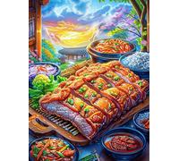 Festin grillé avec des accompagnements 300 Pieces Casse-tête Débutant En Carton Haute Qualité Rêve magique de science-fiction Facile Anti-Stress Passe-Temps Loisir Créatif Idée Cadeau Saint Valentin P