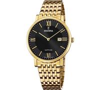 Festina F20020/3 Montre homme Swiss Made analogique à quartz avec bracelet en acier inoxydable or