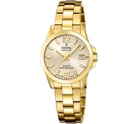 Festina Swiss Made Montre Femme Analogique Acier Inoxydable 316L Doré - Mouvement Quartz - Verre Saphir Résistant - Étanche 10 ATM - Calendrier F20050/2 Classic Steel
