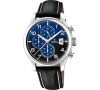 Montre FESTINA pour Homme F20375/7 Timeless Chronograph Boîtier en Acier Inoxydable Gris Bracelet en Cuir Noir