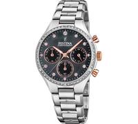 Festina F20401/4 Chronographe Montre Femme Chrono en acier inoxydable argenté