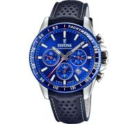 Montre FESTINA pour Homme F20561/3 Timeless Chronograph Boîtier en Acier Inoxydable Gris Bracelet en Cuir Bleu