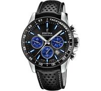 Festina Montre F20561/6 Chronographe quartz Cuir bleu Cadran noir et bleu Étanche 100M