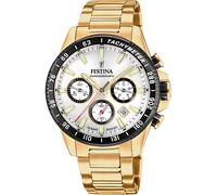 Montre Festina - Bracelet acier homme - Cadran blanc et lunette noire - Mouvement à Quartz