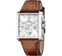 Festina Montre Timeless Chronograph F20636/1 Argenté – Cuir marron, Quartz, Verre minéral, 5 ATM