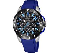 Montre FESTINA pour Homme F20642/1 Chrono Bike Boîtier en Acier Inoxydable Gris Bracelet en Plastique Bleu