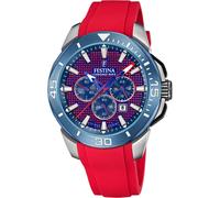 Montre FESTINA pour Homme F20642/2 Chrono Bike Boîtier en Acier Inoxydable Gris Bracelet en Plastique Rouge