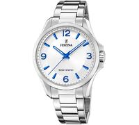 Festina F20656/1 Montre solaire pour homme en acier inoxydable date argentée