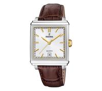 Festina Montre pour Homme F20681/4 on The Square Boîtier en Acier Inoxydable Gris Bracelet en Cuir Marron