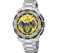 Festina Montre Homme Analogique - Acier Inoxydable 316L Argenté - Quartz - Chronographe - Calendrier - Verre Minéral Haute Résistance - Étanche 20 ATM - F20724/4 Chrono Bike