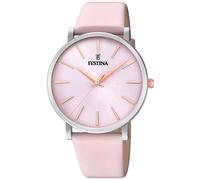 Montre FESTINA pour Femme F20371/2 Boyfriend Boîtier en Acier Inoxydable Gris Bracelet en Cuir Rose