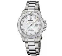 Festina Montre Femme Analogique Acier Inoxydable 316L Argenté - Quartz - Verre minéral Haute résistance - Étanche 10 ATM - Calendrier F20503/1 - Boyfriend Collection