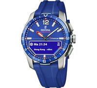 Festina Montre connectée hybride F23000/3 – Bracelet caoutchouc bleu, Autonomie 10 j, Suivi activité