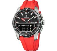Festina Montre Connectée Hybride Homme - Bracelet Caoutchouc Rouge - Suivi Activité, Musique, Notifications - Autonomie 10 Jours - F23000/C Connected D
