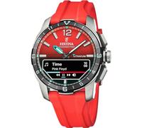 Festina Montre Connectée Hybride Homme - Bracelet Caoutchouc Rouge - Suivi Pas, Musique, Notifications - Autonomie 10 Jours - F23000/6 Connected D