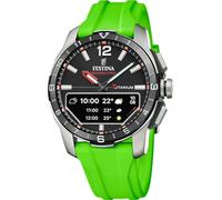 Festina Montre Connectée Hybride Homme - Bracelet Caoutchouc Vert - Suivi Pas, Musique, Notifications - Autonomie 10 Jours - F23000/B Connected D