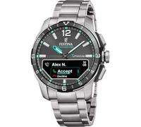 FESTINA Montre Connectée Hybride Homme Titane Connected D F23000/J | Jusqu'à 10 Jours d'Autonomie, Bracelet Caoutchouc Supplémentaire Turquoise, Notification et Rejet des Appels, Podomètre