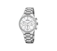 Festina Montre Femme Analogique Acier Inoxydable 316L Argenté - Quartz Chronographe - Verre minéral Haute résistance - Étanche 5 ATM F20401/1 - Boyfriend Collection