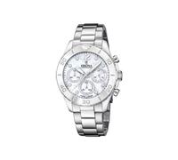 Festina Montre Femme Analogique Acier Inoxydable 316L Argenté - Quartz Chronographe - Verre minéral Haute résistance - Étanche 10 ATM F20603/1 - Boyfriend Collection