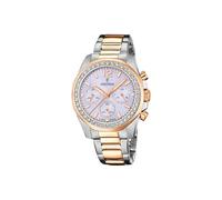 Festina Montre Femme Analogique Acier Inoxydable 316L Argenté - Quartz Chronographe - Verre minéral Haute résistance - Étanche 10 ATM F20608/3 - Boyfriend Collection