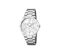 Festina Montre Femme Analogique Acier Inoxydable 316L Argenté - Quartz Multifonction - Verre minéral - Étanche 5 ATM - Calendrier F16716/1 - Boyfriend Collection