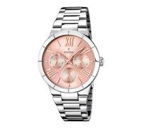 Festina Montre Femme Analogique Acier Inoxydable 316L Argenté - Quartz Multifonction - Verre minéral - Étanche 5 ATM - Calendrier F16716/3 - Boyfriend Collection