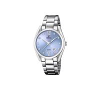Festina Montre Femme Analogique Acier Inoxydable 316L Argenté - Quartz - Verre minéral Haute résistance - Étanche 5 ATM - Calendrier F16790/B - Boyfriend Collection