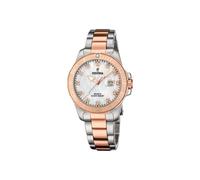 Festina Montre Femme Analogique Acier Inoxydable 316L Argenté - Quartz - Verre minéral Haute résistance - Étanche 10 ATM - Calendrier F20505/1 - Boyfriend Collection