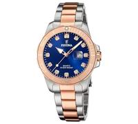 Festina Montre Femme Analogique Acier Inoxydable 316L Argenté - Quartz - Verre minéral Haute résistance - Étanche 10 ATM - Calendrier F20505/3 - Boyfriend Collection