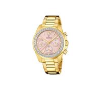 Festina Montre Femme Analogique Acier Inoxydable 316L Doré - Quartz Chronographe - Verre minéral Haute résistance - Étanche 10 ATM F20609/4 - Boyfriend Collection