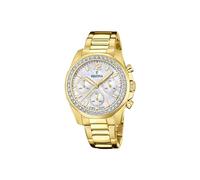 Festina Montre Femme Analogique Acier Inoxydable 316L Doré - Quartz Chronographe - Verre minéral Haute résistance - Étanche 10 ATM F20609/1 - Boyfriend Collection