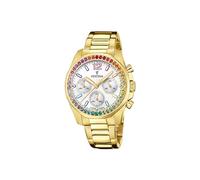 Festina Montre Femme Analogique Acier Inoxydable 316L Doré - Quartz Chronographe - Verre minéral Haute résistance - Étanche 10 ATM F20609/2 - Boyfriend Collection