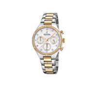 Festina Montre Femme Analogique Acier Inoxydable 316L Multicolore - Quartz Chronographe - Verre minéral Haute résistance - Étanche 5 ATM F20402/1 - Boyfriend Collection