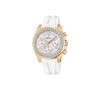 Festina Montre Femme Analogique Caoutchouc Blanc - Chronographe à Quartz - Verre Minéral Haute Résistance - Étanche 10 ATM F20611/1 - Boyfriend Collection