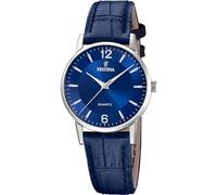 Festina Montre pour Femme F20691/4 Classics Boîtier en Acier Inoxydable Gris Bracelet en Cuir Bleu