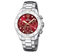 Festina Montre Femme Analogique Acier Inoxydable 316L Argenté - Quartz Chronographe - Verre minéral Haute résistance - Étanche 10 ATM F20603/2 - Boyfriend Collection