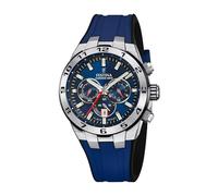 Festina Montre Homme Analogique avec Bracelet en Caoutchouc Bleu - Mouvement Quartz - Chronographe - Calendrier - Verre Minéral Haute Résistance - Étanche 10 ATM F20671/1 Chrono Bike