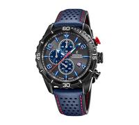 Festina Montre Homme Analogique avec Bracelet en Cuir Bleu - Mouvement Quartz - Chronographe - Calendrier - Verre Minéral Haute Résistance - Étanche 10 ATM - Élégante F20519/3 Chrono Sport
