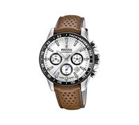 Festina Montre pour Homme F20561/1 Timeless Chronograph Boîtier en Acier Inoxydable Gris Bracelet en Cuir Marron