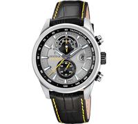 Festina Montre Homme Analogique avec Bracelet en Cuir Noir - Mouvement Quartz - Chronographe - Calendrier - Verre Minéral Haute Résistance - Étanche 10 ATM - Élégante F20695/4 Timeless Chronograph