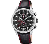 Festina Montre Homme Analogique avec Bracelet en Cuir Noir - Mouvement Quartz - Chronographe - Calendrier - Verre Minéral Haute Résistance - Étanche 10 ATM - Élégante F20695/6 Timeless Chronograph