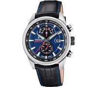 Festina Montre Homme Analogique avec Bracelet en Cuir Noir - Mouvement Quartz - Chronographe - Calendrier - Verre Minéral Haute Résistance - Étanche 10 ATM - Élégante F20695/5 Timeless Chronograph