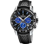 Festina Montre Homme Analogique avec Bracelet en Cuir Noir - Mouvement Quartz - Chronographe - Calendrier - Verre Minéral Haute Résistance - Étanche 10 ATM - Élégante F20561/6 Timeless Chronograph