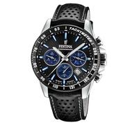 Festina Montre Homme Analogique avec Bracelet en Cuir Noir - Mouvement Quartz - Chronographe - Calendrier - Verre Minéral Haute Résistance - Étanche 10 ATM - Élégante F20561/6 Timeless Chronograph