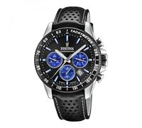 Festina Montre Homme Analogique avec Bracelet en Cuir Noir - Mouvement Quartz - Chronographe - Calendrier - Verre Minéral Haute Résistance - Étanche 10 ATM - Élégante F20561/6 Timeless Chronograph