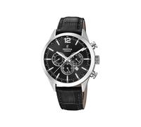 Festina Montre Homme Analogique avec Bracelet en Cuir Noir - Mouvement Quartz - Chronographe - Calendrier - Verre Minéral Haute Résistance - Étanche 5 ATM - Élégante F20542/5 Timeless Chronograph