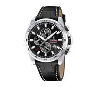 Festina Montre Homme Analogique avec Bracelet en Cuir Noir - Mouvement Quartz - Chronographe - Calendrier - Verre Minéral Haute Résistance - Étanche 10 ATM - Élégante F20692/4 Timeless Chronograph