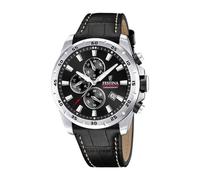 Montre FESTINA pour Homme F20692/4 Timeless Chronograph Boîtier en Acier Inoxydable Gris Bracelet en Cuir Noir