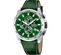 Montre FESTINA pour Homme F20692/3 Timeless Chronograph Boîtier en Acier Inoxydable Gris Bracelet en Cuir Vert