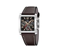 Montre FESTINA pour Homme F20653/4 Timeless Chronograph Boîtier en Acier Inoxydable Gris Bracelet en Cuir Marron